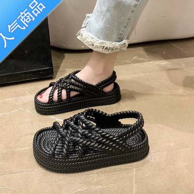 SUNTEK气质工作凉鞋女款外穿2023年新款夏季软底一体成型孕妇沙滩罗马鞋