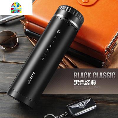 大保温杯男士女不锈钢水杯便携商务定制刻字泡茶杯子 FENGHOU 绅士黑