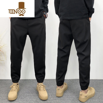 YANXU裤子男款纯色休闲裤宽松版痞帅阔腿裤工装潮牌卡其色裤子男