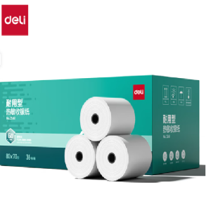 得力ZS161耐用型收银纸80*70型60米(混)(36卷/箱)