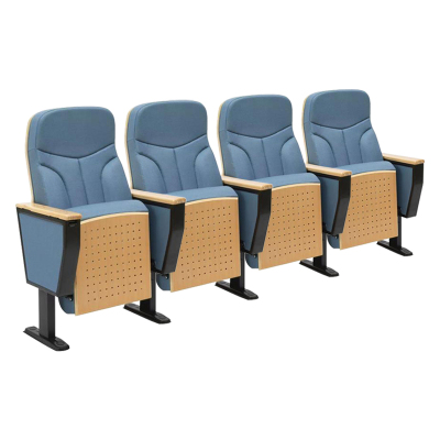 臻远ZY-LTY-59礼堂椅剧院椅会议室椅子蓝灰色不带前写字板四人位