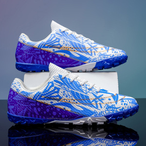 秋季新款碎钉贴地涂鸦拼接运动轻便舒适透气户外套脚男女款足球鞋