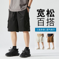 潮流男士大口袋休闲短裤潮流直筒宽松百搭外穿运动五分裤简约时尚