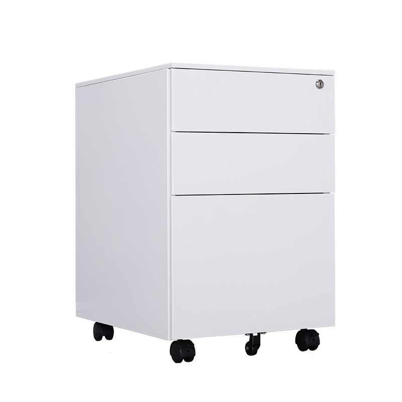 晋舰 活动柜矮柜储物柜文件柜资料柜挂劳柜带锁带轮小柜 珍珠白侧拉手