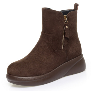 年皮面雪地靴冬季女款厚毛棉鞋