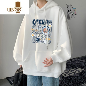 YANXU休闲长袖卡通卫衣男款动漫情侣青少年上衣潮牌美式连帽