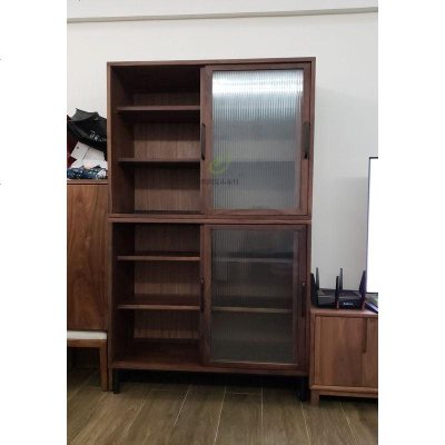 北欧实木餐边柜简约现代储物柜茶水柜创意收纳柜玻璃移厨房碗柜