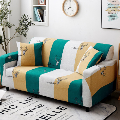 弹力懒人沙发套罩通用型全包萬能套简约布艺沙发垫全盖布 三角麋鹿 L形状组合沙发(贵妃XL码+沙发L码)