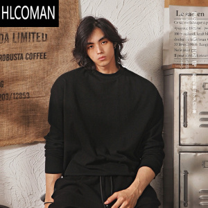 HLCOMAN日系德绒半高领长袖t恤男款加绒加厚p暖内搭纯色卫衣打底衫