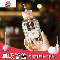 ins简约个性玻璃杯可爱女学生吸管杯子韩版创意茶杯少女网红水杯 FENGHOU