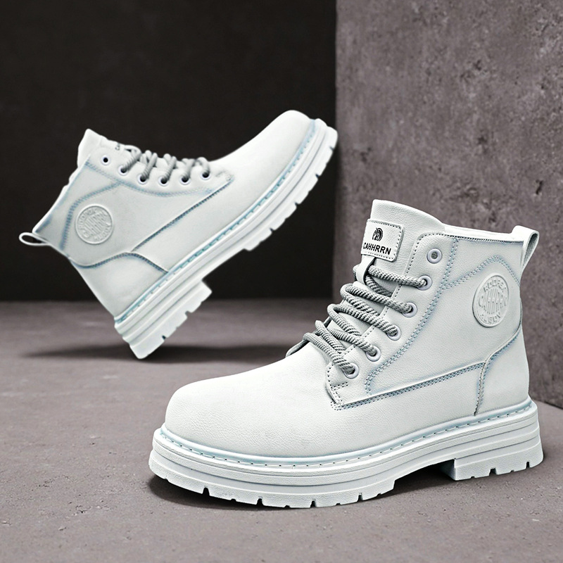 轻奢秋冬款男士高帮厚底短靴户外舒适工装鞋男靴休闲鞋马丁靴