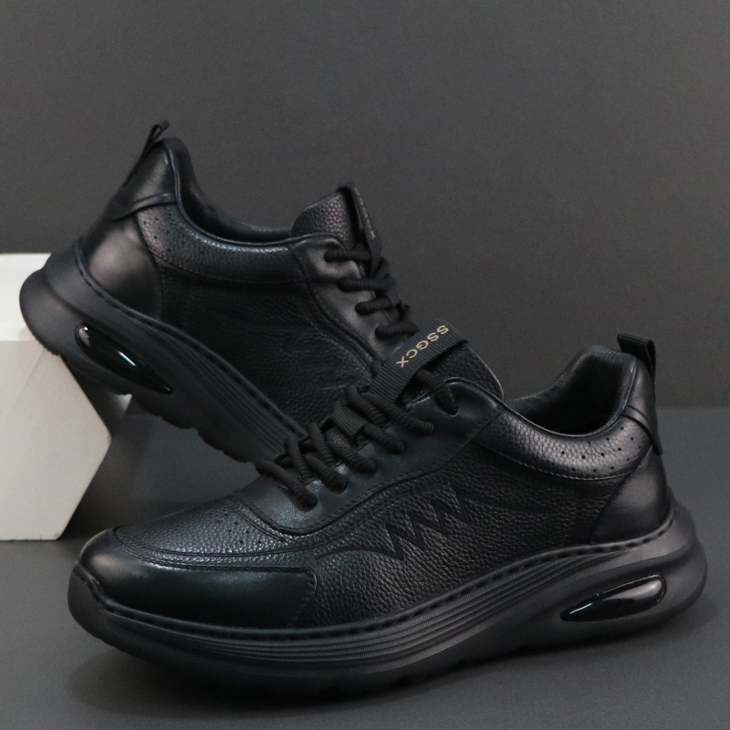 男士休闲皮鞋真皮头层牛皮德比鞋新款秋季厚底轻便软底男鞋子