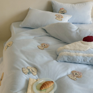 秋冬230g全消光牛奶绒床上四件套加厚保暖珊瑚绒床单被套双面加绒