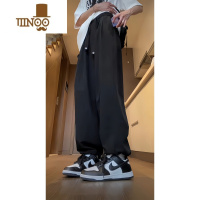 YANXU夏季新品情侣款直筒冰丝休闲裤薄款速千显瘦裤子青少年中腰收口裤