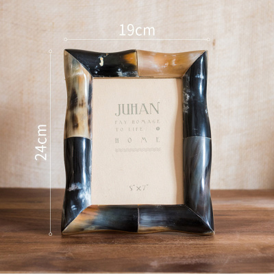 印度牛角牛骨相框 手工艺术摆件桌面装饰 样板间 印度进口牛角相框(竹节4*6“) 其他尺寸