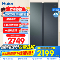 海尔(Haier)616升对开门超薄嵌入冰箱 鲸式储量 黑金净化 双变频一级能效 BCD-616WGHSSEDC9