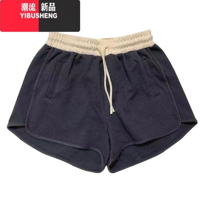 YIBUSHENGEternally move女短裤新款运动百搭松紧腰阔腿裤拼色热裤休闲裤