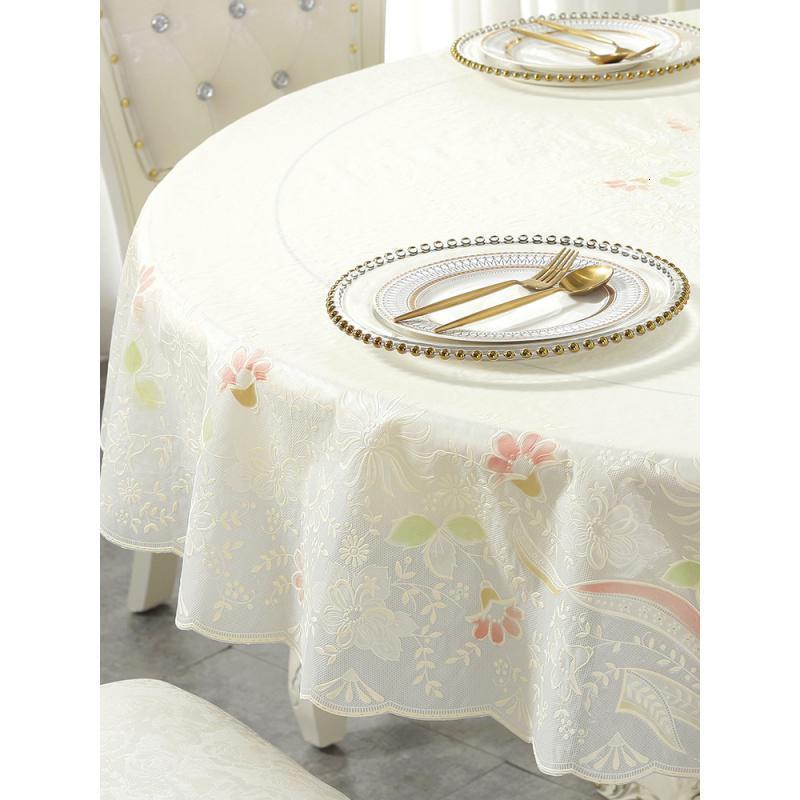 家柏饰(CORATED)圆形餐桌垫PVC圆桌桌布防水防油防烫免洗蕾丝台布少女心
