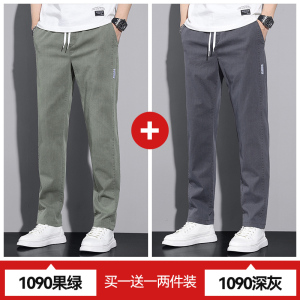 啄木鸟男装直筒休闲裤男士夏季薄款2025新款宽松弹力运动长裤子K