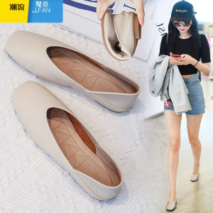聚范小皮鞋女夏季平底2024软皮豆豆秋季孕妇夏款软底奶奶新款单鞋