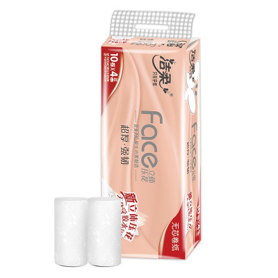 中顺洁柔粉Face系列无芯卷纸10卷不堵塞马桶绵柔质感卫生纸加厚四层70g/卷1提10卷家用实惠装卫生