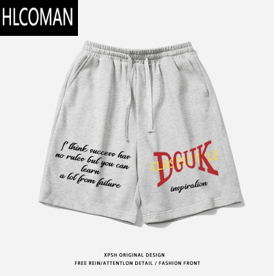 HLCOMAN美式高街休闲短裤男款夏季ins潮牌痞帅宽松百搭抽绳运动五分裤子
