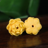 厂家批发雄黄砂朱砂莲花配件散珠DIY手串佛珠念珠配饰黄色小配珠