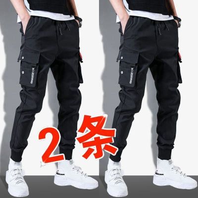 叶莎倩裤子男潮牌工装裤男宽松九分裤男学生韩版潮流束脚大码休闲裤子男