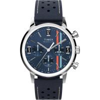 天美时(Timex)石英表复古军表蓝盘条纹轻便耐用防水表