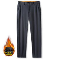 加绒加厚秋冬新款弹力休闲裤男士修身直筒中腰长裤抗皱潮流男裤子