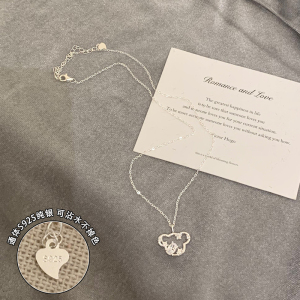 纯银锆石爱心小熊锁骨链高级感轻奢小众2025新款项链甜美银饰送女朋友老婆情人节七夕生日礼物 s925纯银锆石小熊项链