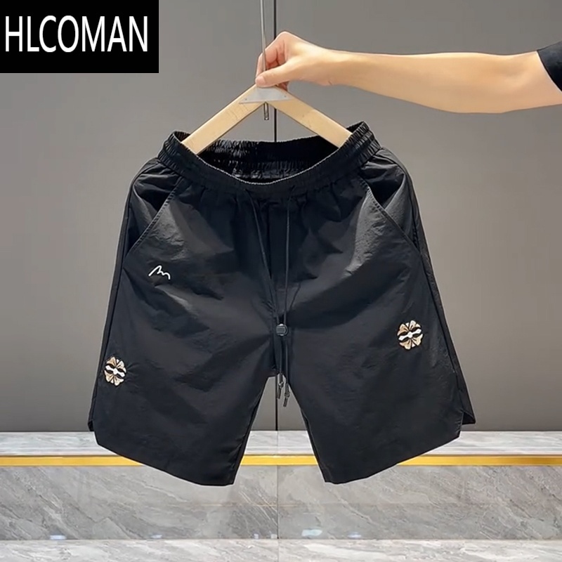 HLCOMAN2025年夏季新款男士中裤欧货五分速干透气短裤男潮流宽松韩版帅气