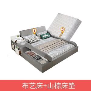 森美人主卧榻榻米床布艺床简约现代双人床2米2.2米大床床塌塌米床