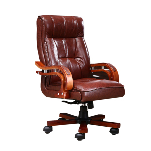 慧采云 办公家具老板椅真皮可躺实木家用书房按摩牛皮升降旋转椅电脑椅办公椅子大班椅 一级牛皮+定位可躺