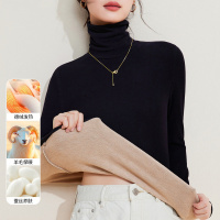 蚕丝德绒堆堆领秋衣女上衣羊毛保暖内衣加厚加绒发热打底衫冬季_645
