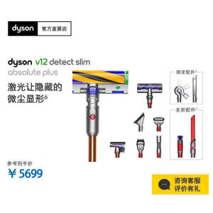 戴森(Dyson)无绳吸尘器V12轻量手持 新品 家用除螨 无线宠物毛普鲁士蓝限定版搭配限定配件续航高达60分钟