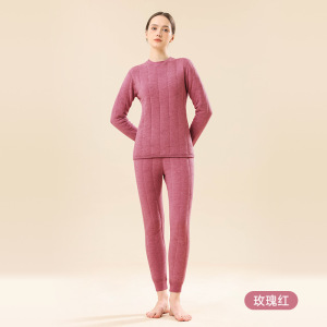 策霸CEBA保暖内衣套装女冬季加绒巨厚东北旅行保暖套装神器女100%羊毛填充