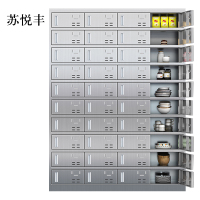 苏悦丰201不锈钢食堂带锁餐具柜40门餐盘柜磁吸锁1800*1350*400