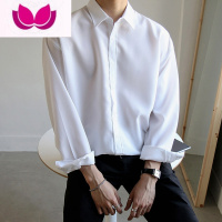七斓港风春季白色衬衫男长袖高级感免烫冰丝商务正装痞帅休闲短袖衬衣