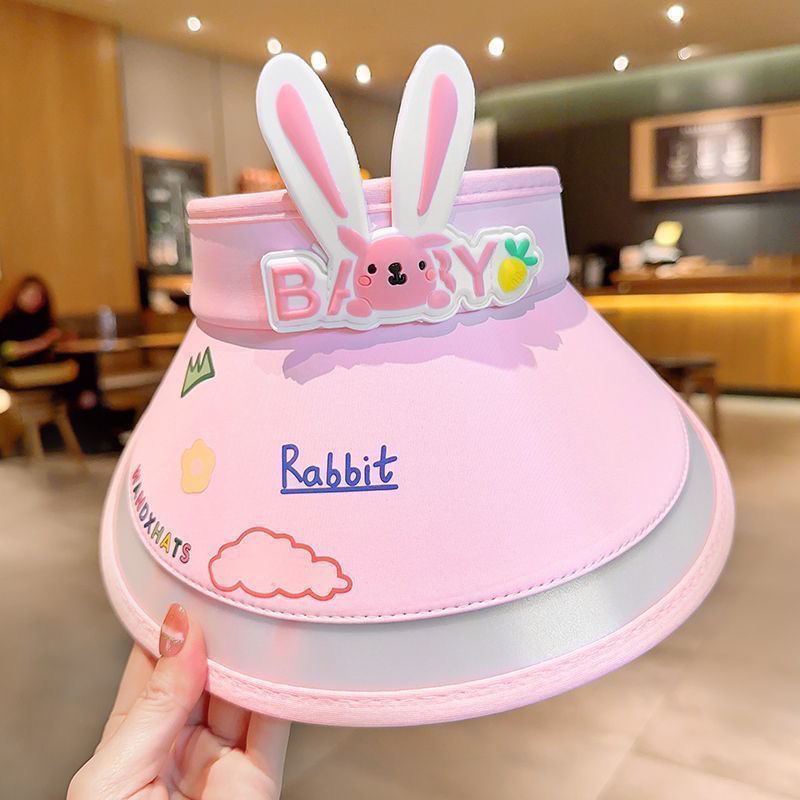 儿童防晒帽女夏季空顶防紫外线宝宝遮阳帽透气女童可爱太阳帽女款