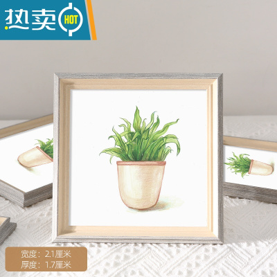 敬平北欧创意正方形相框摆台挂墙装裱油画棒儿童相册画框定制打印照片 灰蓝色 正方形16寸[可放画芯40.6*40.6cm]