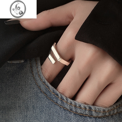 JiMi925银银折线食指戒指女小众设计2023年新款潮时尚个性开口戒