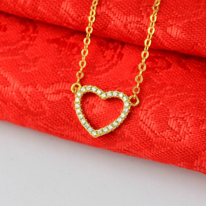 金满多 环保铜镀金微镶钻系列爱心皇冠彩钻花朵吊坠项链防过敏送女朋友老婆情人节七夕生日礼物