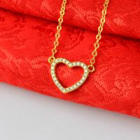 金满多 环保铜镀金微镶钻系列爱心皇冠彩钻花朵吊坠项链防过敏送女朋友老婆情人节七夕生日礼物