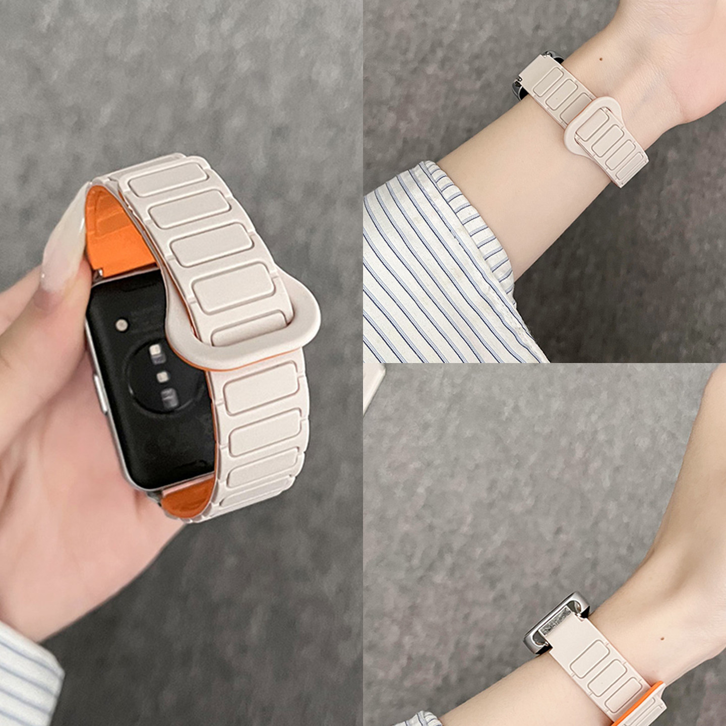 适用11华为手环10表带9智能手表8荣耀9代张婧仪同款夏季运动舒适腕带watch九十新款工字硅胶磁吸创意高级女士