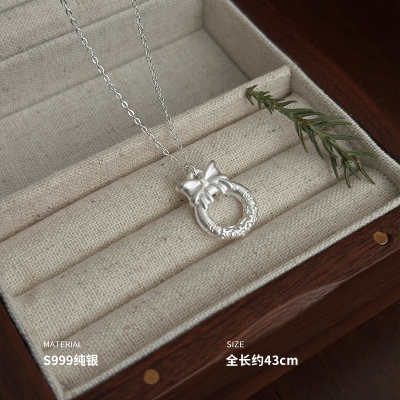 999纯银在逃公主蝴蝶结项链女锁骨链时尚个性小众ins风气质送女朋友老婆情人节七夕生日礼物
