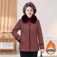 中老年妈妈秋冬装外套时尚仿水貂绒毛呢棉衣女士加绒加厚呢子上衣