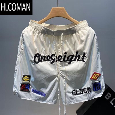 HLCOMAN美式高街运动夏季薄款裤子刺绣速干短裤男潮牌ins冰丝5五分裤
