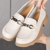 2026春秋新款真皮软底英伦风小皮鞋女潮一脚蹬时尚加大码43乐福鞋