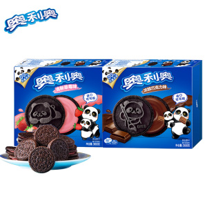 奥利奥巧克力夹心饼干388g*2盒儿童休闲零食点心正品早餐办公室下午茶(草莓味+巧克力味)